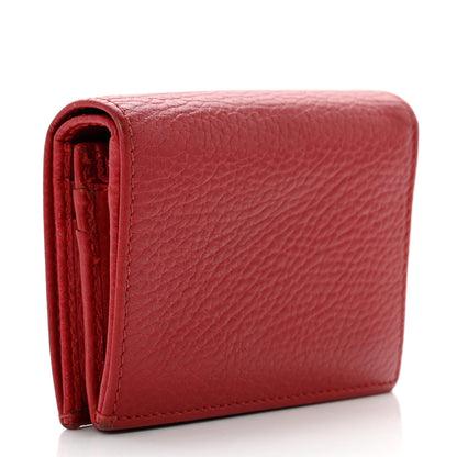 Gucci Pebbled Calfskin GG Marmont Card Case Hibiscus Red 3 of 8