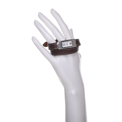 Hermes Stainless Steel Barenia 15mm Kelly II Double Tour Quartz Watch Fauve 2 of 8