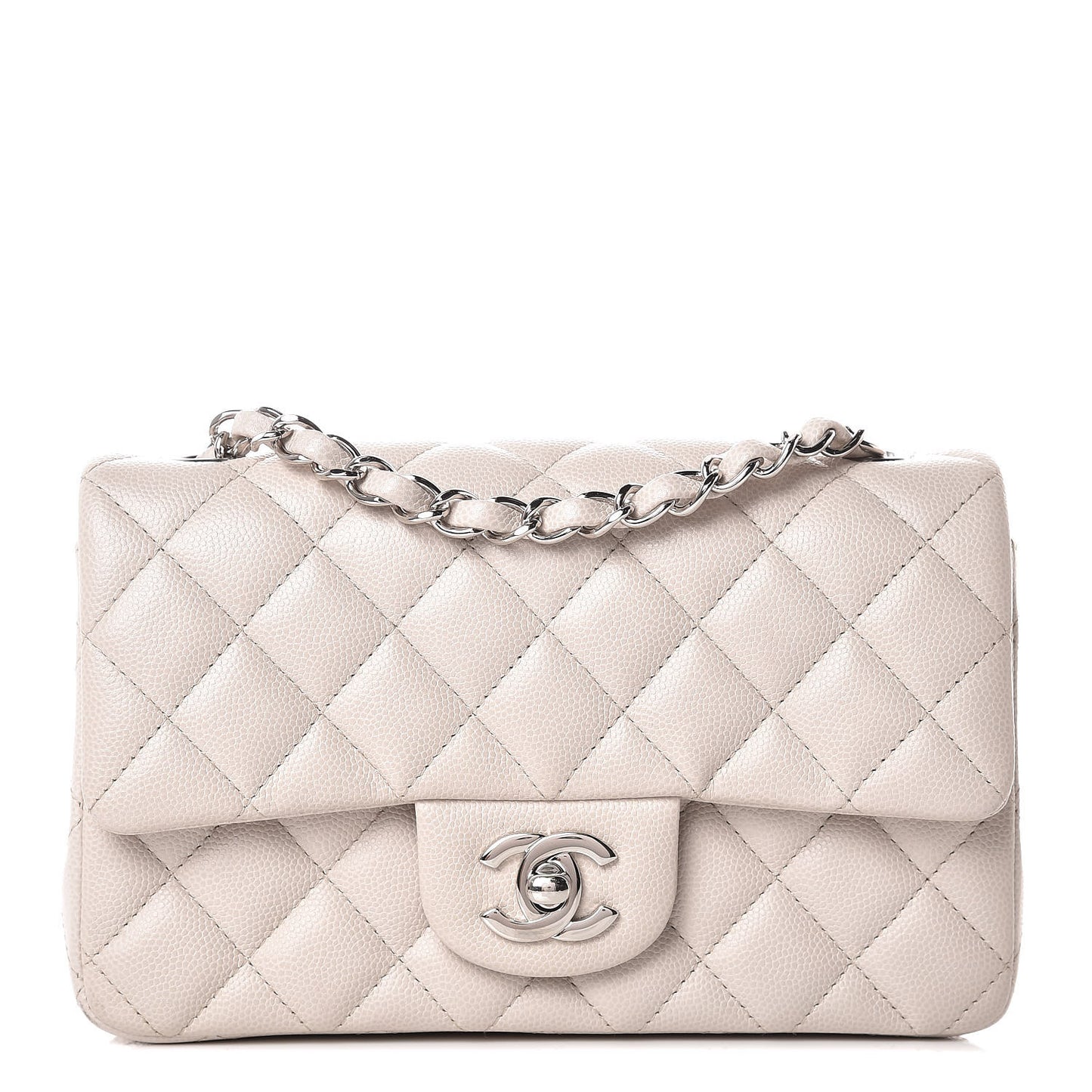Caviar Quilted Mini Rectangular Flap Ivory