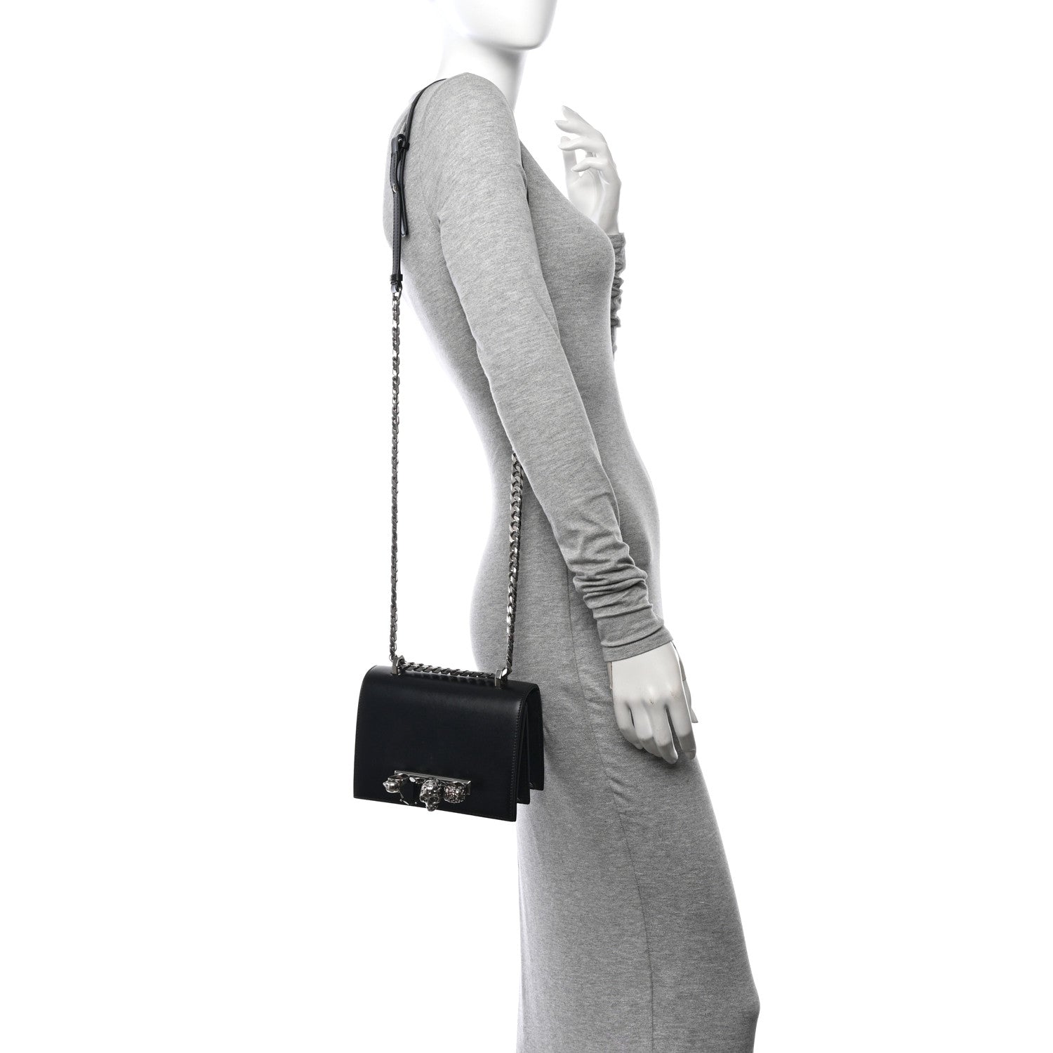 Alexander McQueen Calfskin Knuckle Crossbody Black 2 of 14