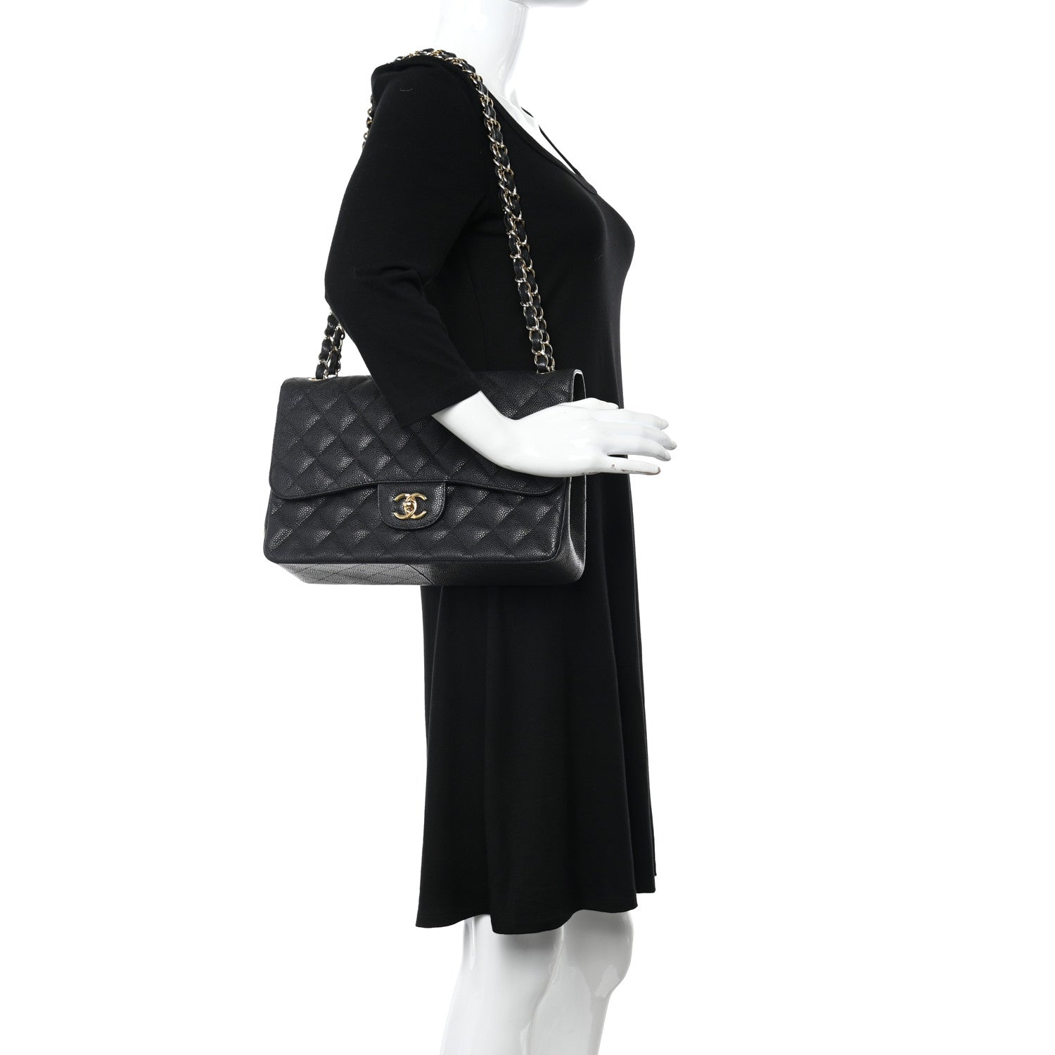 Chanel Caviar Quilted Jumbo Double Flap Black 2 of 15