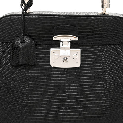 Gucci Lizard Bamboo Large Lady Lock Top Handle Bag Black 8 of 11