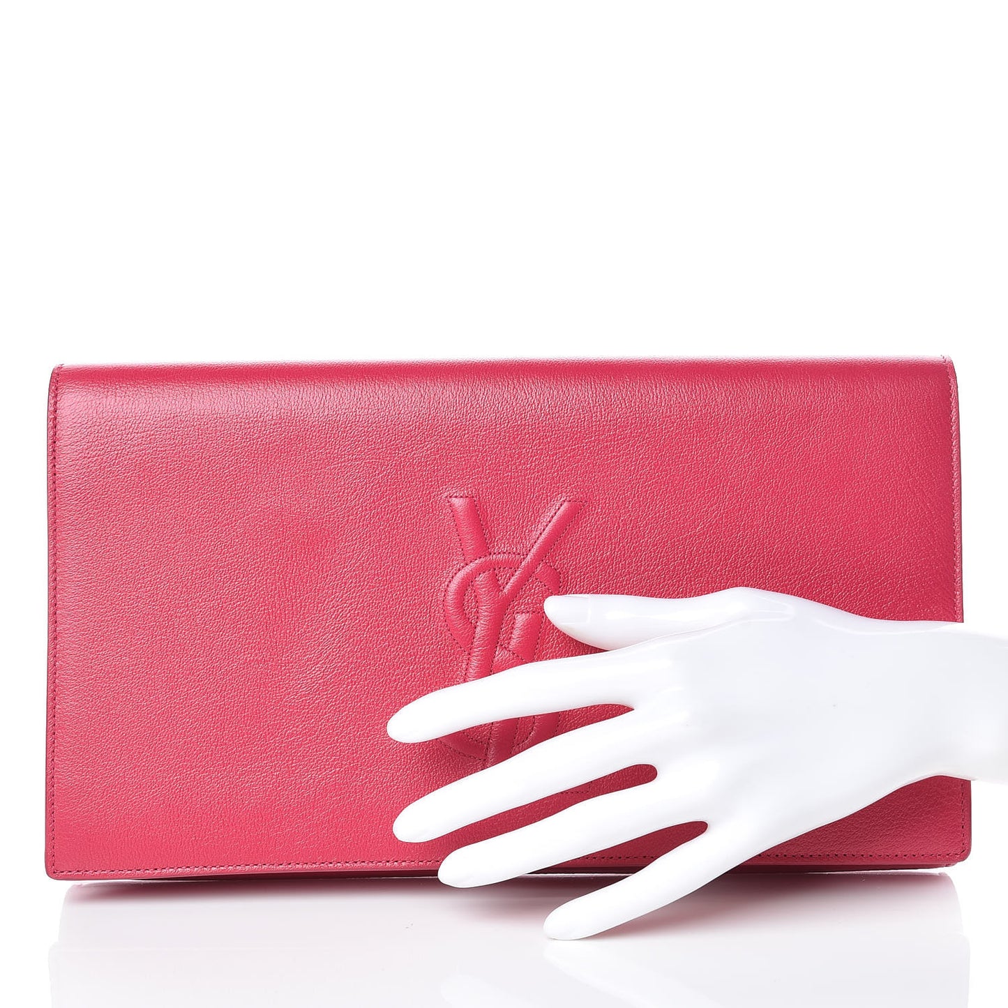 Goatskin Monogram Large Belle De Jour Clutch Lipstick Fuchsia