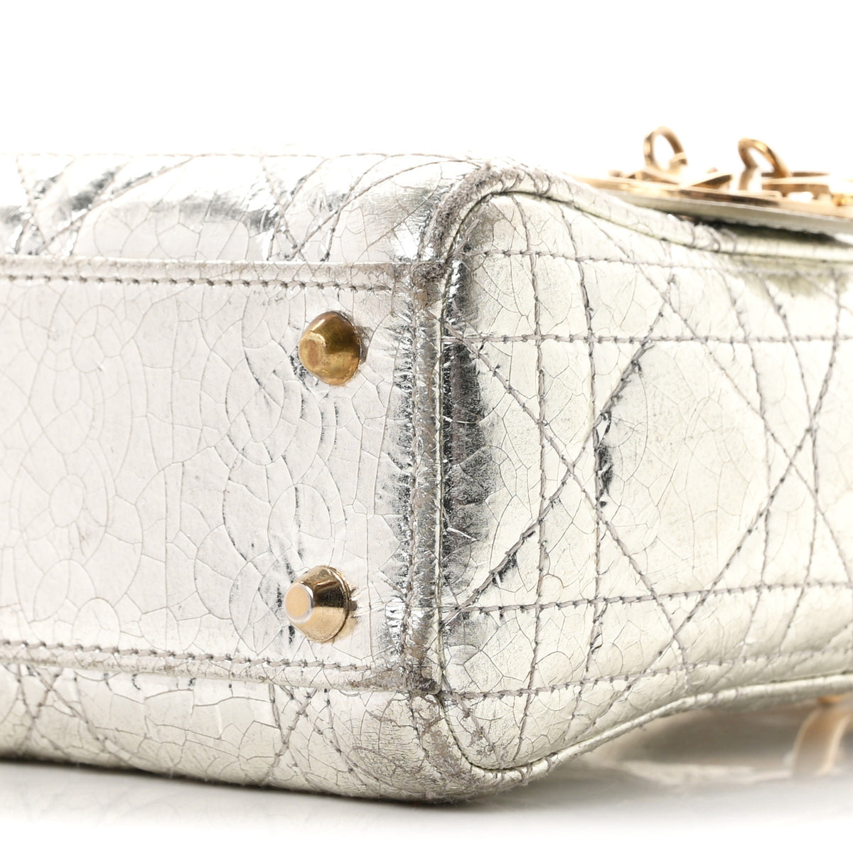 Christian Dior Metallic Crinkled Lambskin Cannage Mini Lady Dior Silver 10 of 10