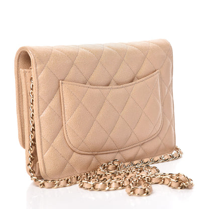 Chanel Iridescent Caviar Quilted Wallet On Chain WOC Beige 3 of 14