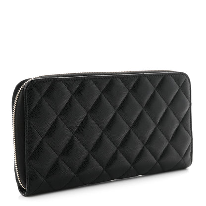 Chanel Caviar Quilted Crystal CC Long Zipped Wallet Black 3 of 8