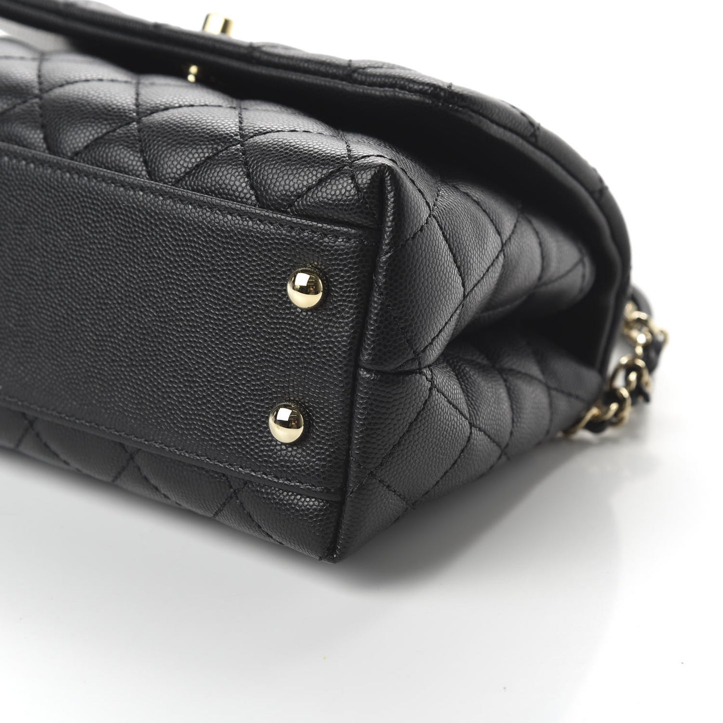 Caviar Quilted Mini Coco Handle Flap Black