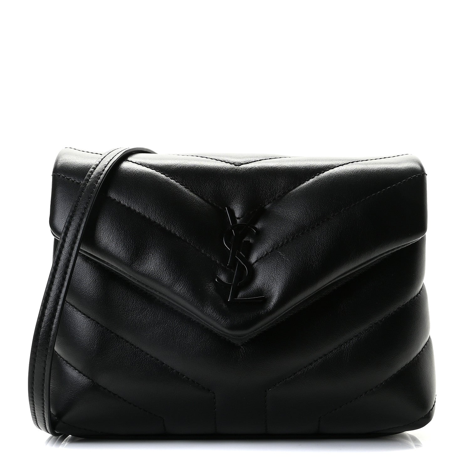 Saint Laurent Calfskin Y Quilted Monogram Toy Loulou Crossbody Bag Black 1 of 12