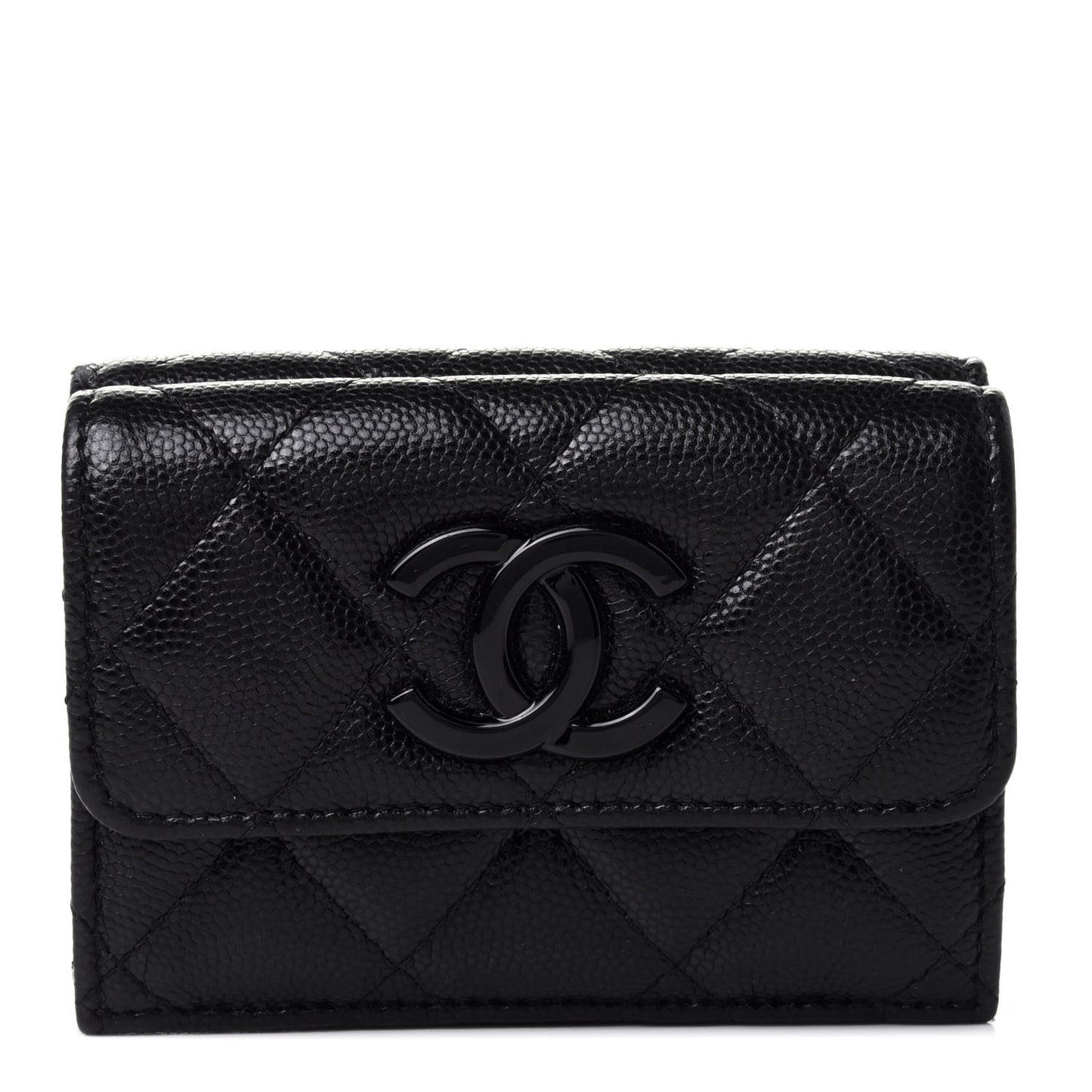 Caviar Quilted My Everything Small Flap Wallet Black
