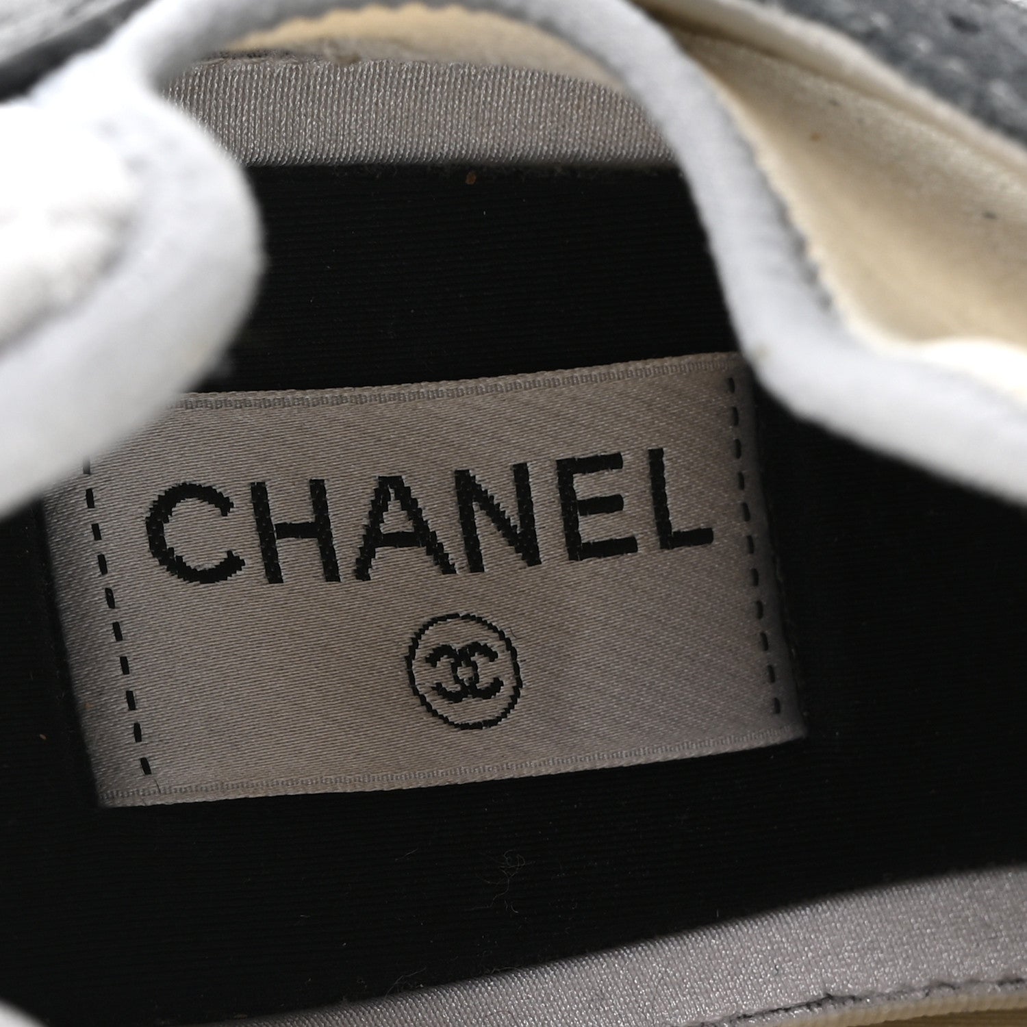 Chanel Fabric Suede Calfskin Mesh Womens CC Sneakers 40.5 Black Dark Grey White Light Grey 8 of 8