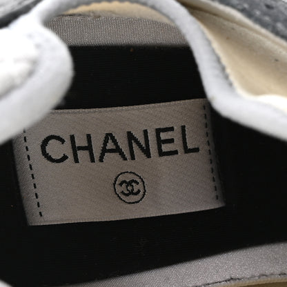 Chanel Fabric Suede Calfskin Mesh Womens CC Sneakers 40.5 Black Dark Grey White Light Grey 8 of 8