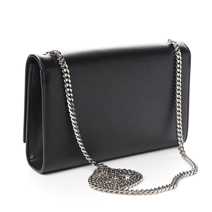 Saint Laurent Grain De Poudre Medium Classic Monogram Kate Satchel Black 2 of 8