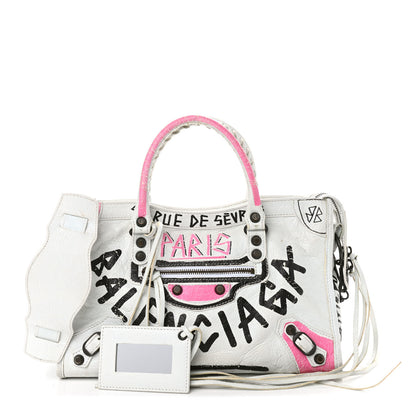 Balenciaga Agneau Graffiti All Over Classic Hardware S City White Multicolor 1 of 9