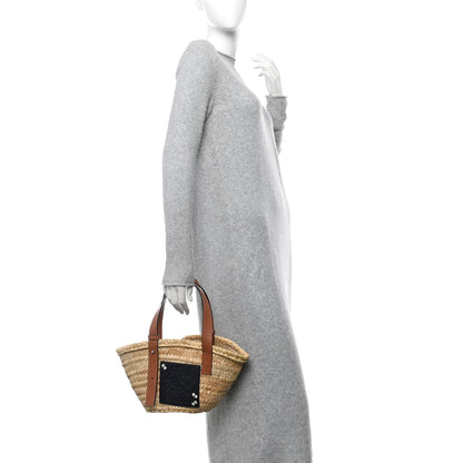 Loewe X MY NEIGHBOR TOTORO Raffia Dust Bunnies Basket Tote Bag Black Tan 2 of 10