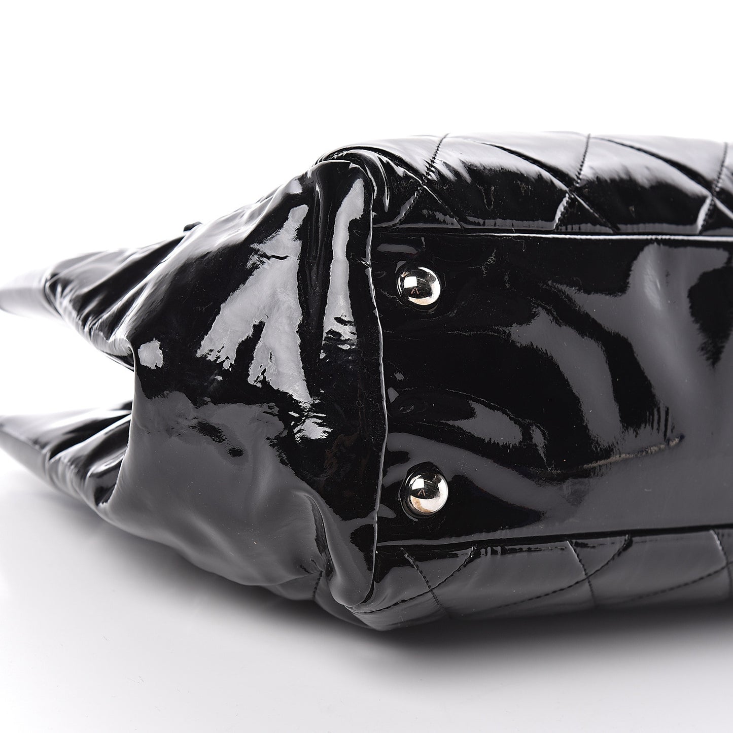 Patent Quilted Medium Cells Tote Black