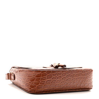 Celine Calfskin Crocodile Embossed Medium Tassel Bag Tan 4 of 9