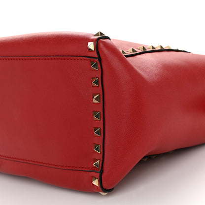 Valentino Garavani Vitello Rockstud Double Handle Tote Red 10 of 13