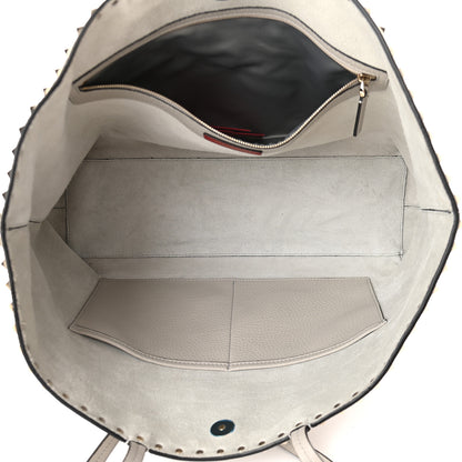 Valentino Garavani Grained Calfskin Rockstud Shoulder Tote Pastel Grey 4 of 7