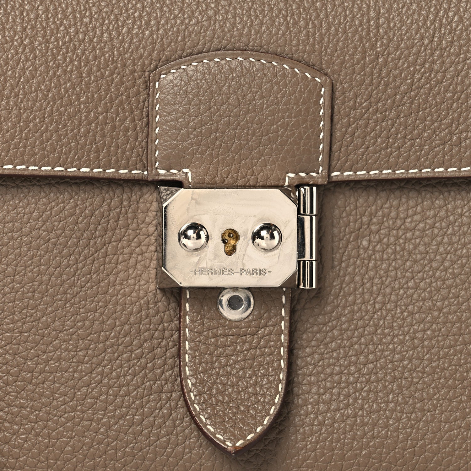 Hermes Togo Sac A Depeches 21 Messenger Bag Etoupe 8 of 12