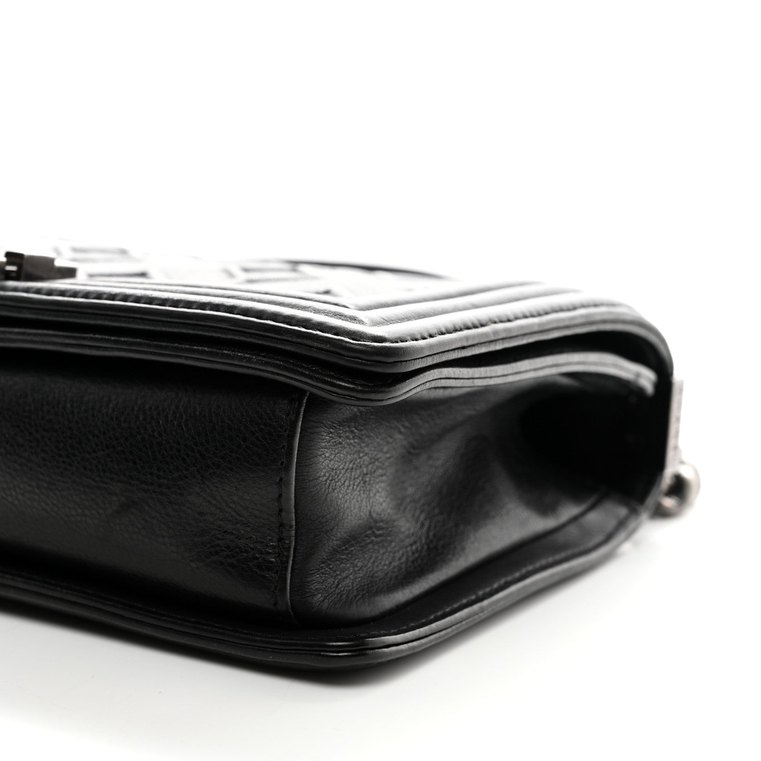 Chanel Calfskin Crystal Embossed Medium Boy Flap Black 10 of 12