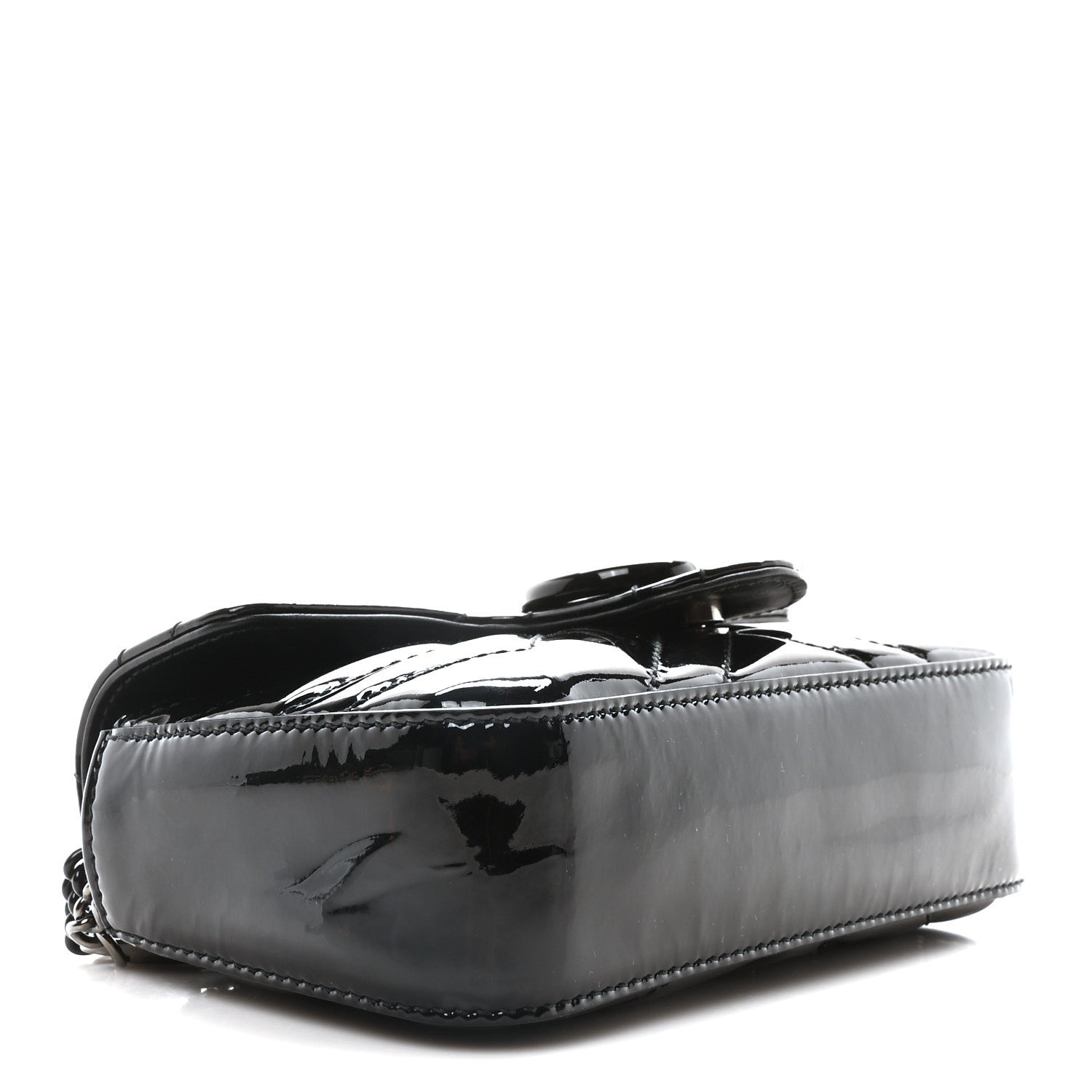 Gucci Patent Lambskin Enamel Matelasse Monochrome Super Mini GG Marmont Shoulder Bag Black 4 of 10