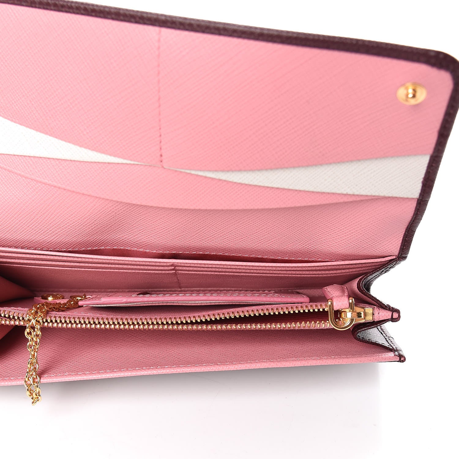Prada Saffiano Colour Continental Flap Wallet Granato Petalo 6 of 11