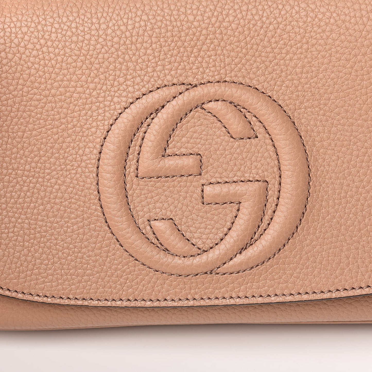 Pebbled Calfskin Medium Soho Flap Crossbody Camelia