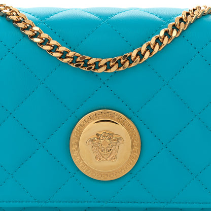 Versace Nappa Quilted Small Medusa Chain Crossbody Blue 8 of 10