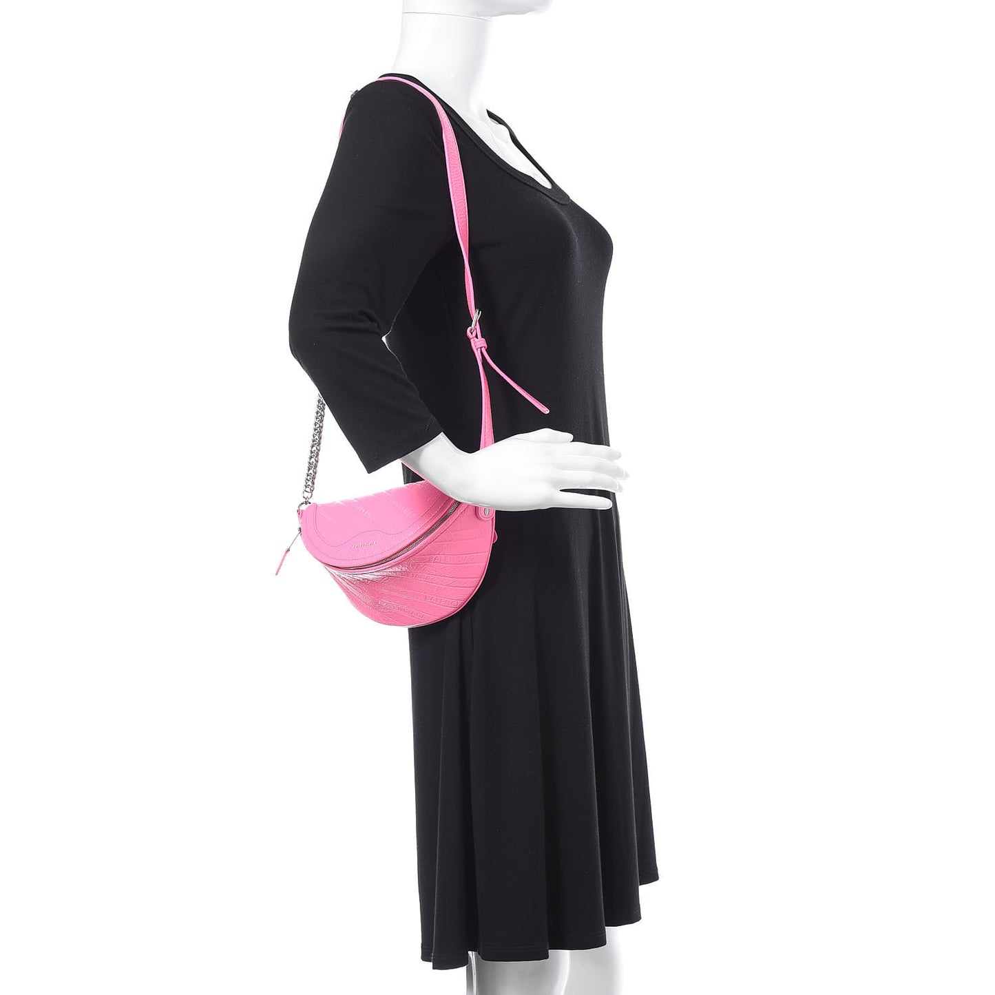 Shiny Goatskin Allover Logo Embossed XXS Souvenir Belt Bag Acid Pink