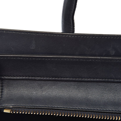 Celine Smooth Calfskin Striped Cotton Canvas Mini Luggage Navy Blue 7 of 14