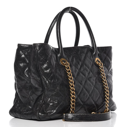 Chanel Glazed Caviar Quilted Small Shiva Tote Black 3 of 11