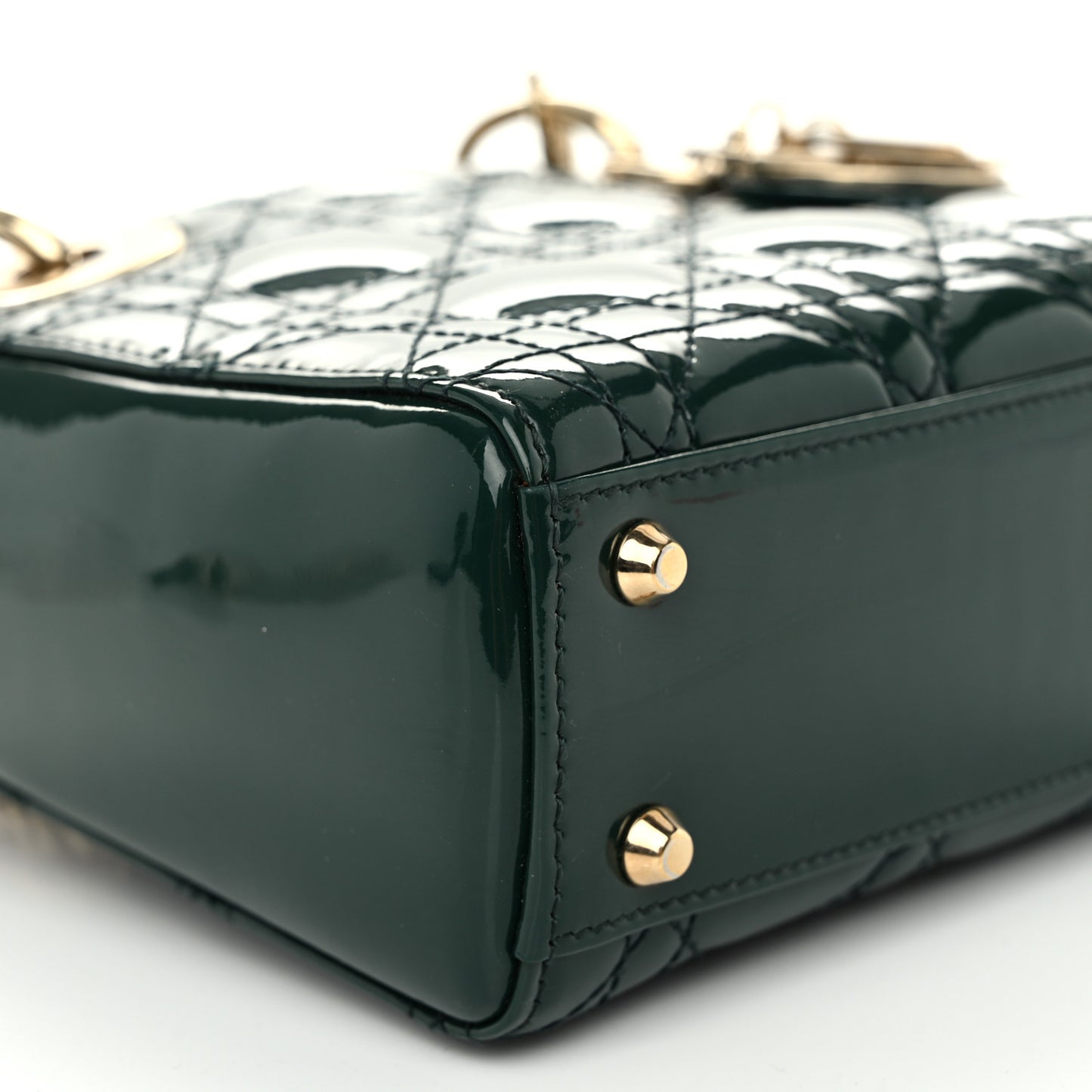 Patent Cannage Mini Lady Dior Pine Green
