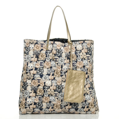 Chanel Nylon Cat Emoticon Tote Navy Gold 5 of 8