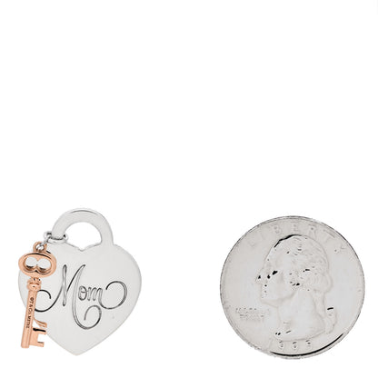 Tiffany Sterling Silver Rubedo Mom Heart Tag Key Pendant 2 of 3