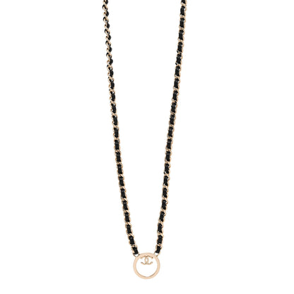 Chanel Metal Lambskin CC Round Long Necklace Gold Black 1 of 5