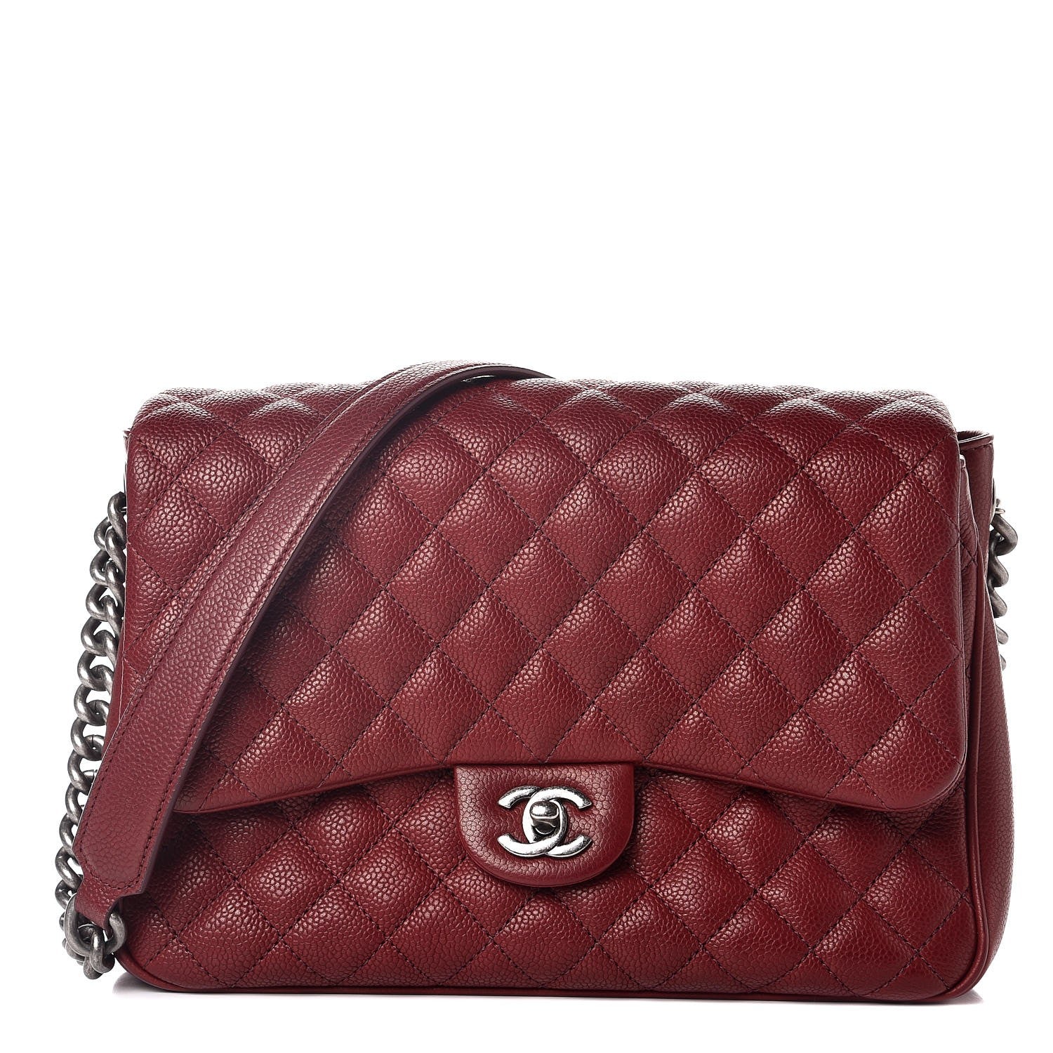 Chanel Caviar Quilted Medium Rock In Rome Single Flap Burgundy 1 of 9
