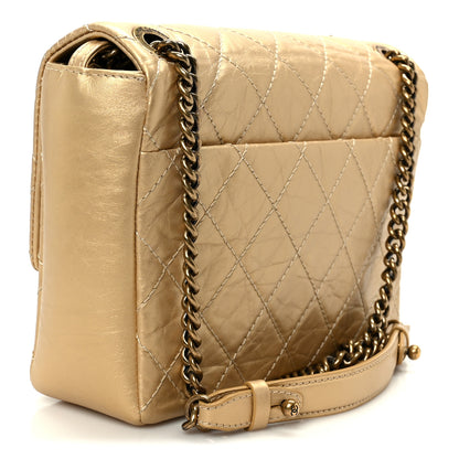 Chanel Metallic Aged Calfskin Quilted CC Square Flap Light Gold 3 of 11