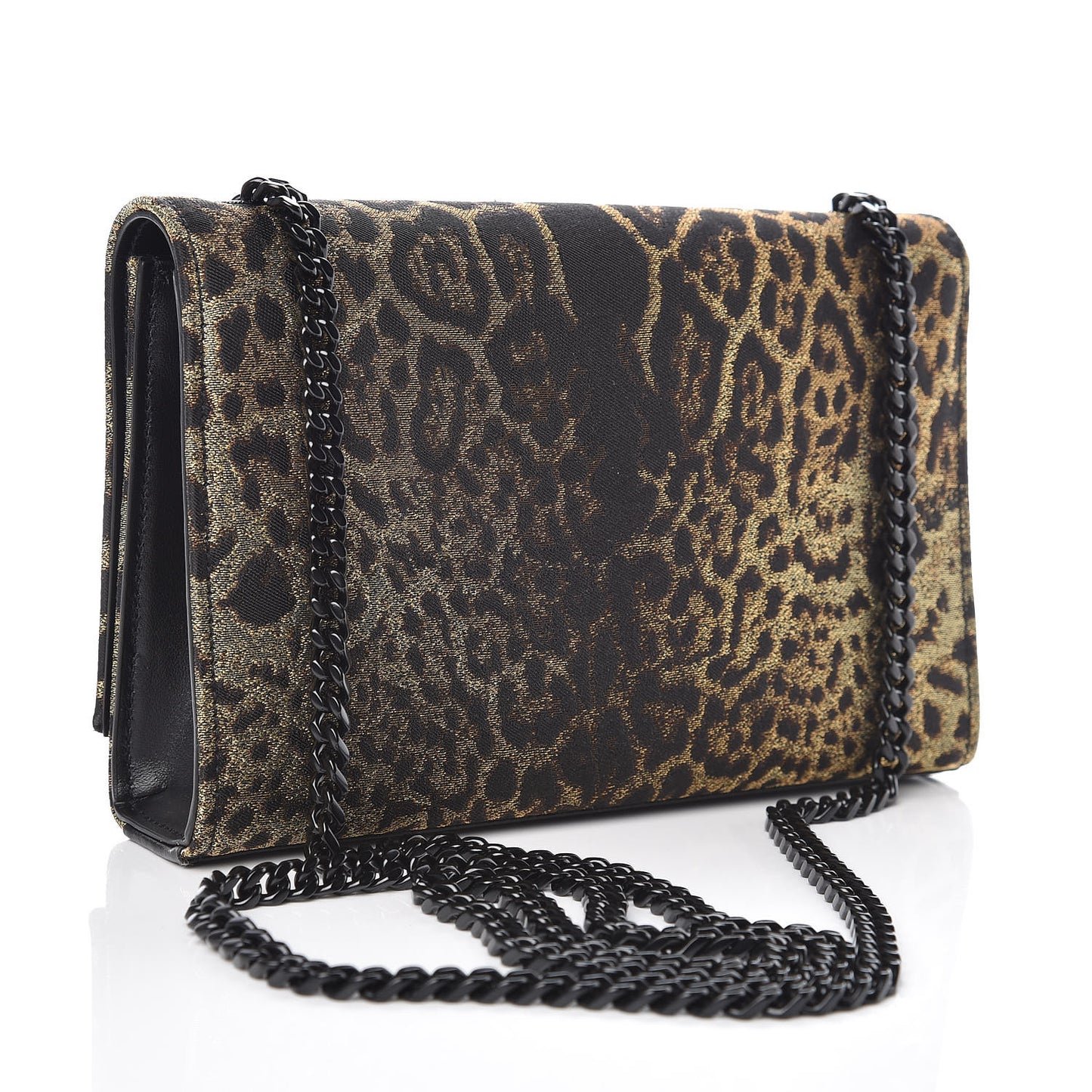 Jacquard Leopard Small Monogram Kate Satchel Oro Natural