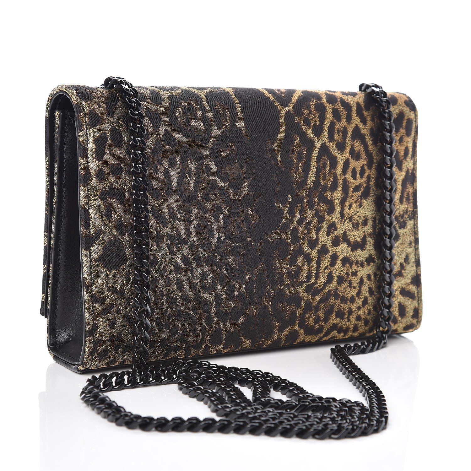 Saint Laurent Jacquard Leopard Small Monogram Kate Satchel Oro Natural 3 of 8
