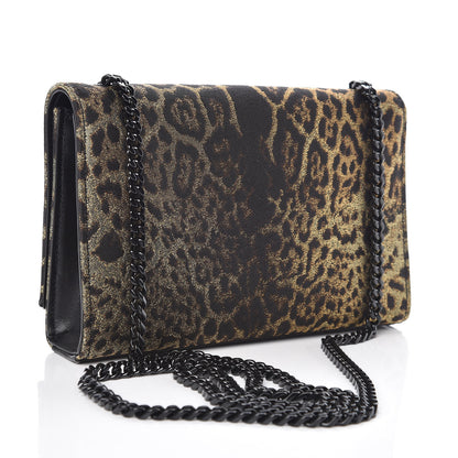 Saint Laurent Jacquard Leopard Small Monogram Kate Satchel Oro Natural 3 of 8