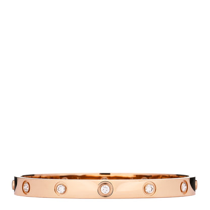 Cartier 18K Pink Gold 10 Diamond LOVE Bracelet 17 1 of 6