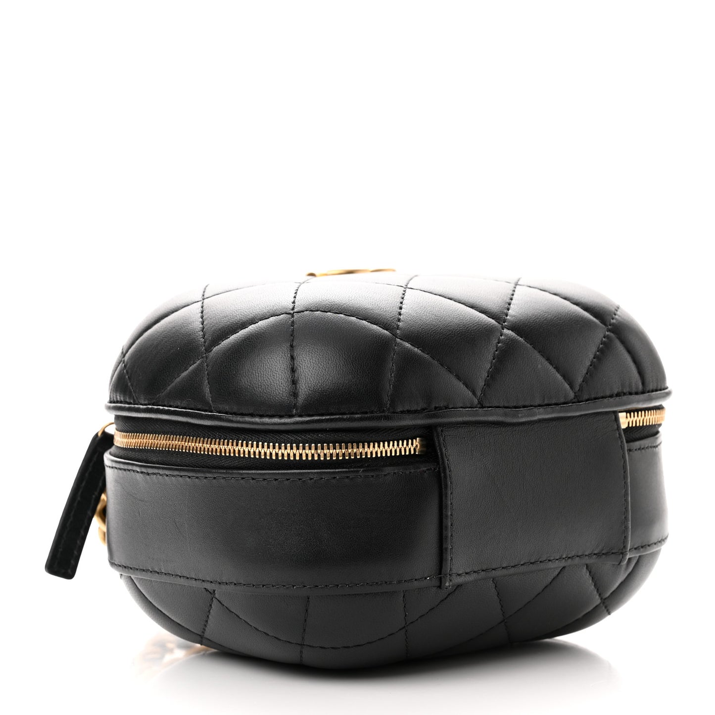 Lambskin Quilted Small CC Bubble Vanity Case Black