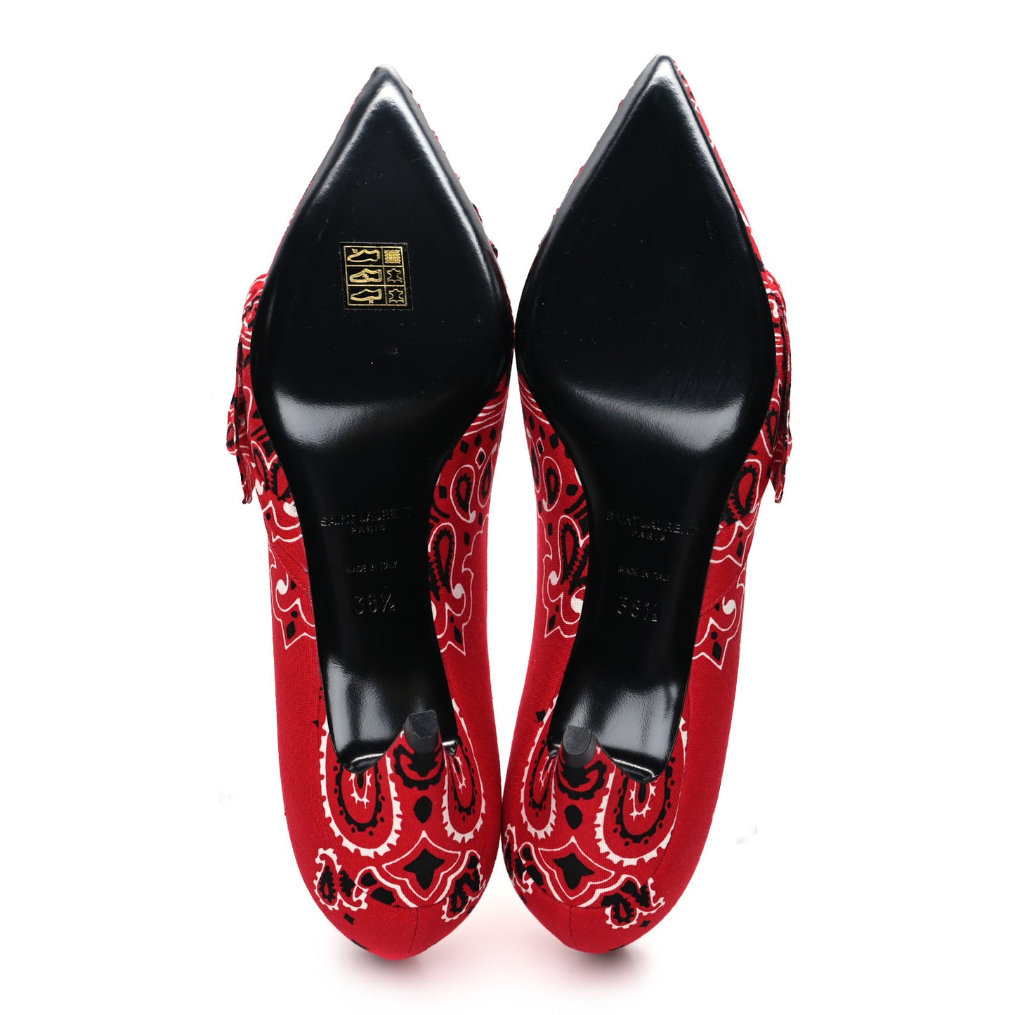 Bandana Charlotte Kitten Heel Pumps 38.5 Red