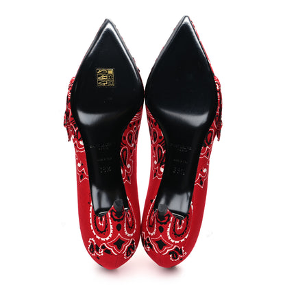 Saint Laurent Bandana Charlotte Kitten Heel Pumps 38.5 Red 5 of 8