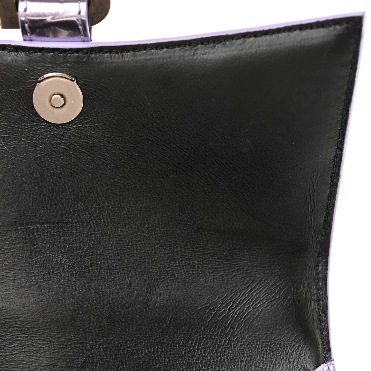 Metallic Calfskin Crocodile Embossed Hourglass Top Handle Bag XS Lilac