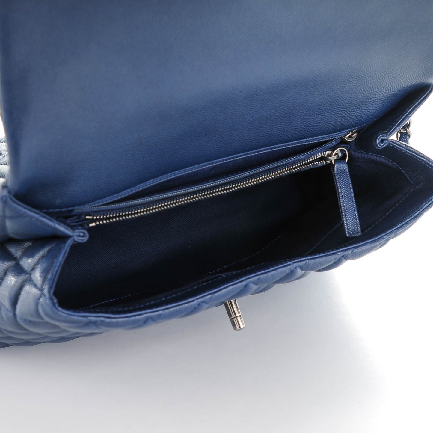 Caviar Quilted Medium Coco Handle Flap Navy