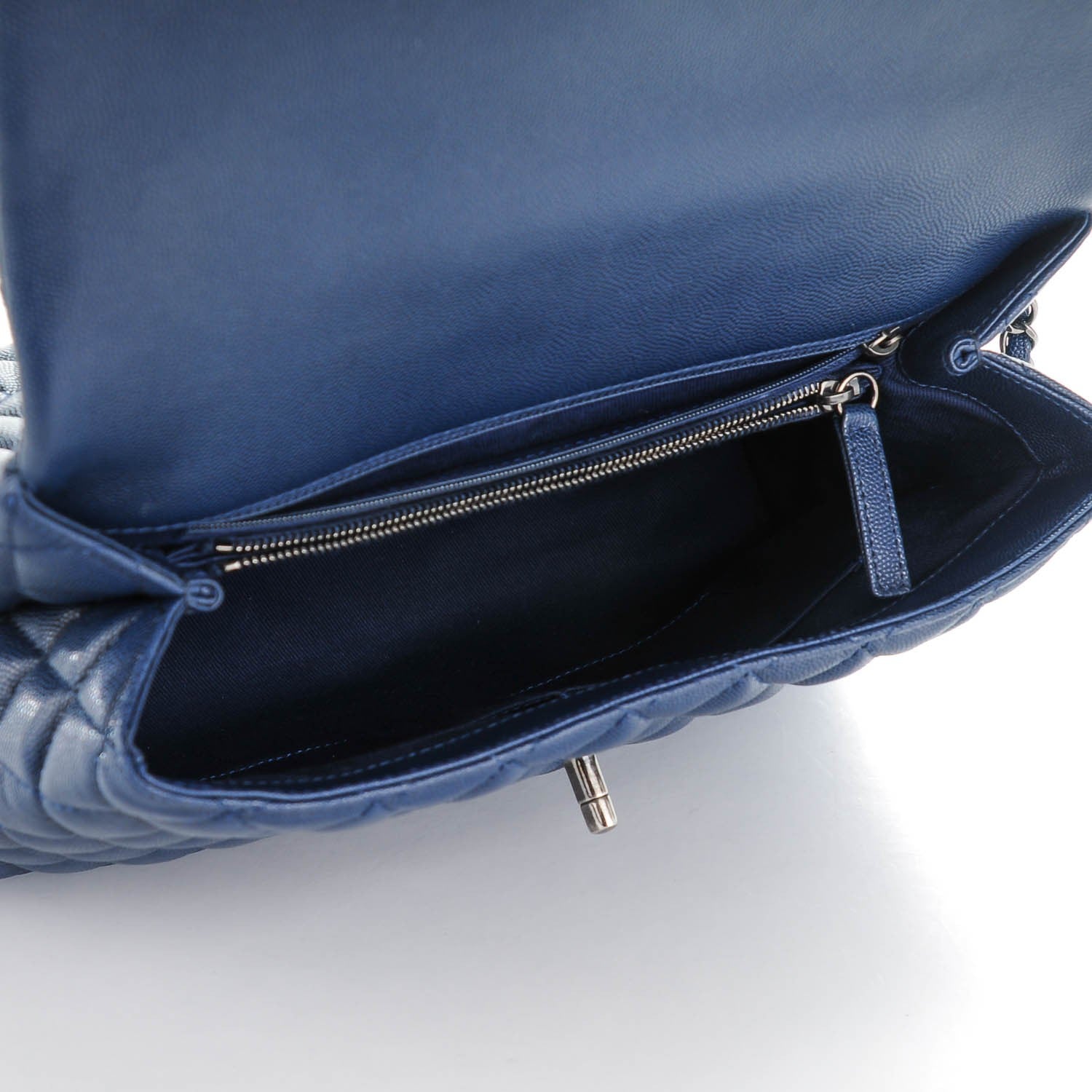 Chanel Caviar Quilted Medium Coco Handle Flap Navy 6 of 8