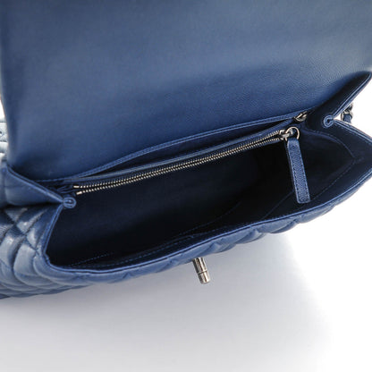 Chanel Caviar Quilted Medium Coco Handle Flap Navy 6 of 8