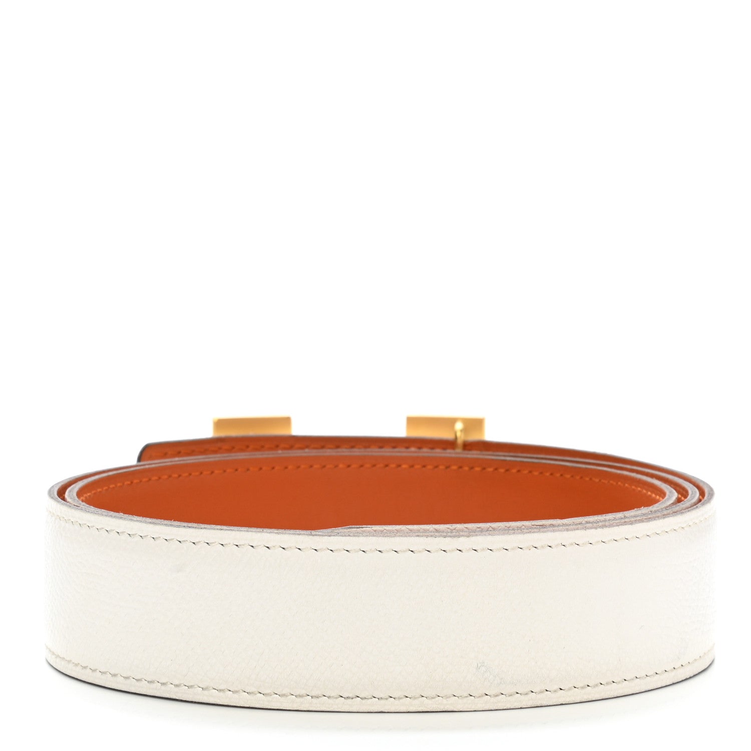 Hermes Epsom Swift 32mm H Belt 85 White Orange 2 of 10