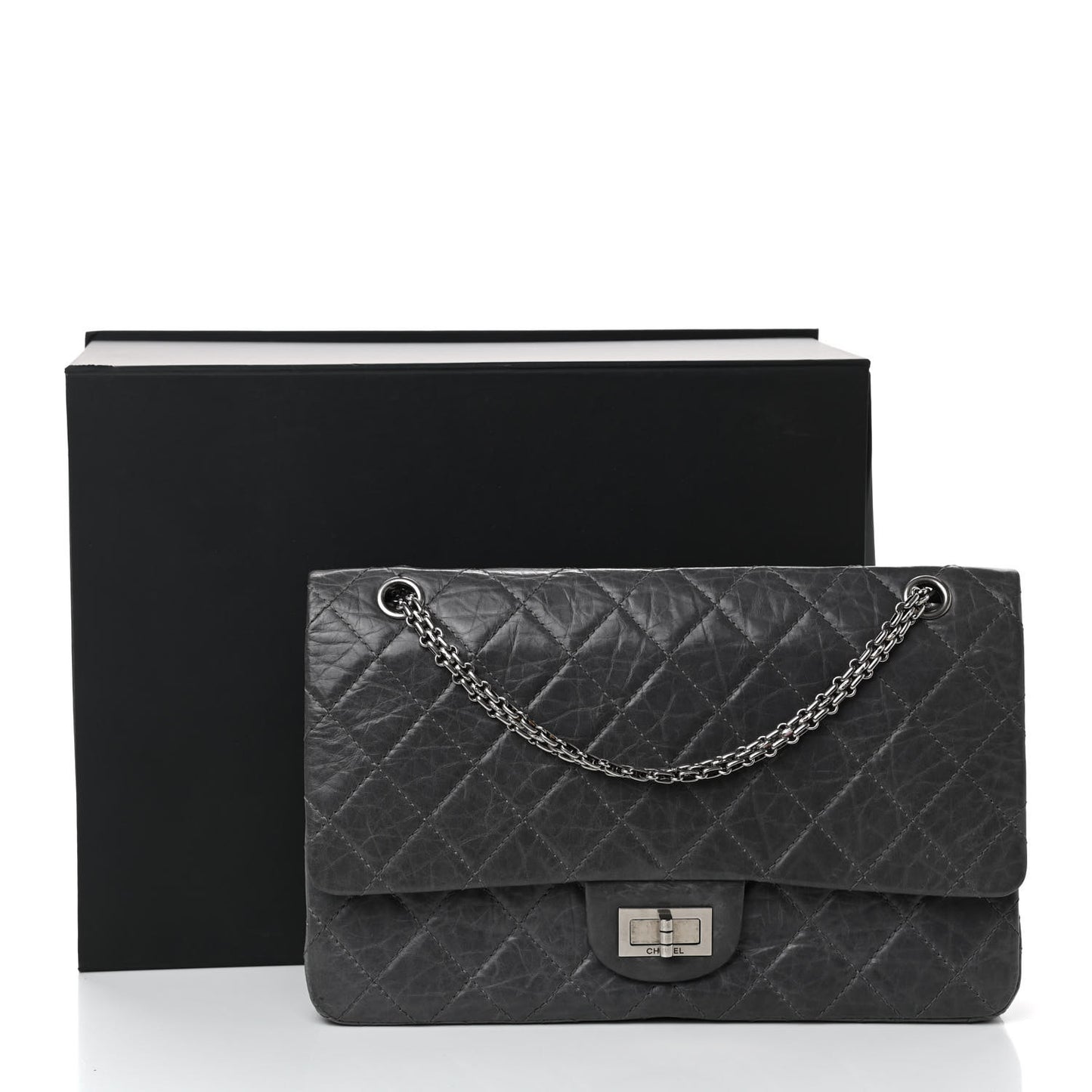 Aged Calfskin Quilted 50th Anniversary 2.55 Reissue 227 Flap Grey
